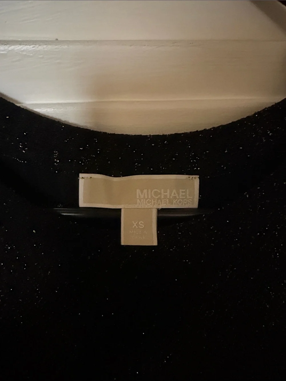 Michael Kors Black with Gold Sparkles Long Sleeve Bodycon Dress